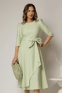Rochie DY Fashion verde menta cu funda ampla in talie, 1, dyfashion.ro