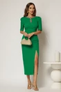 Rochie DY Fashion verde midi cu crepeu maxi si aplicatii la bust, 3, dyfashion.ro