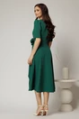 Rochie DY Fashion verde midi cu detaliu floral pe talie si decolteu in V, 2, dyfashion.ro