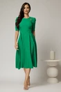 Rochie DY Fashion verde midi cu pliuri pe fusta si design cu detaliu la bust, 3, dyfashion.ro