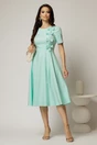 Rochie DY Fashion verde mint cu funde pe bust si maneci scurte, 3, dyfashion.ro