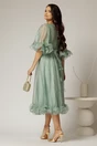 Rochie DY Fashion verde mint din voal creponat cu volanase si decolteu in V, 2, dyfashion.ro