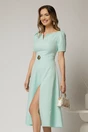 Rochie DY Fashion verde mint midi cu detaliu talie si decupaj la decolteu, 1, dyfashion.ro