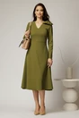 Rochie DY Fashion verde olive midi cu funda pe umar, 3, dyfashion.ro