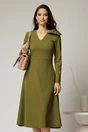 Rochie DY Fashion verde olive midi cu funda pe umar, 1, dyfashion.ro