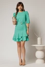 Rochie DY Fashion verde scurta cu volanase pe fusta si cordon detasabil, 3, dyfashion.ro