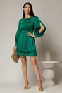 Rochie DY Fashion verde scurta din voal cu manecile sparte si fusta suprapusa, 3, dyfashion.ro