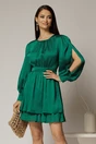 Rochie DY Fashion verde scurta din voal cu manecile sparte si fusta suprapusa, 1, dyfashion.ro