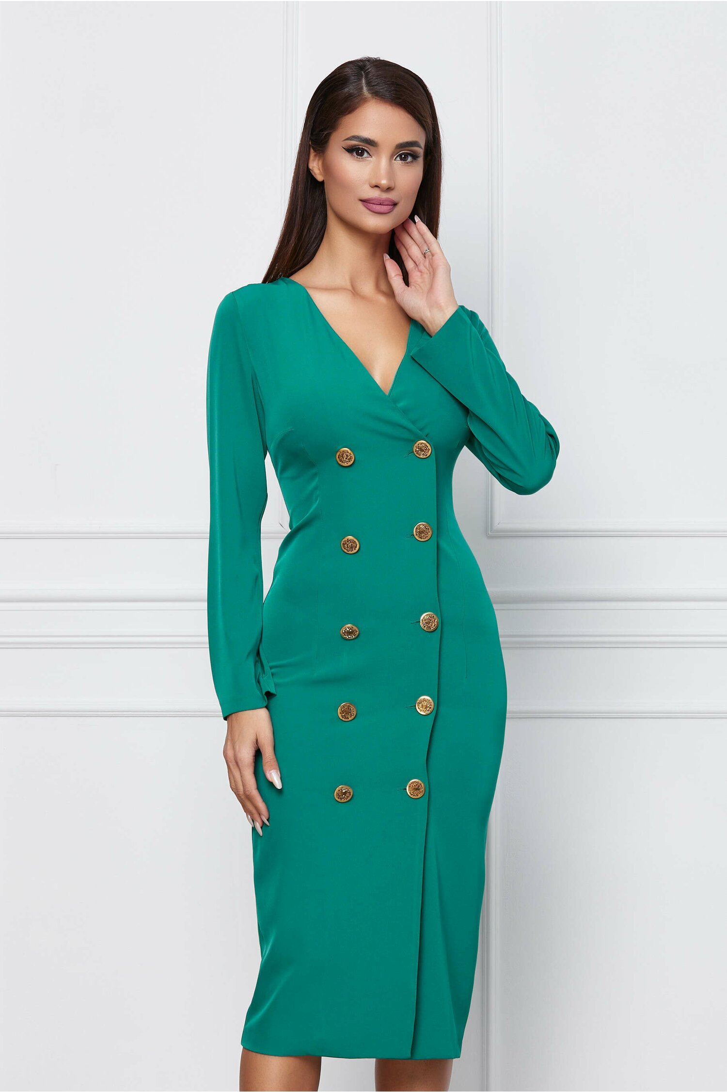 Rochie verde tip sacou