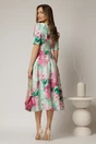 Rochie DYFashion midi clos cu funda pe umar si print verde si fucsia, 2, dyfashion.ro