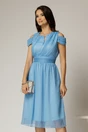 Rochie eleganta bleu din voal cu croi fluid, 1, dyfashion.ro