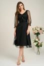 Rochie eleganta de ocazie din organza neagra cu picatele