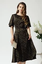 Rochie eleganta din satin neagra cu imprimeuri maro
