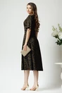 Rochie eleganta din satin neagra cu imprimeuri maro