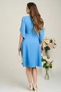 Rochie eleganta din stofa bleu cu maneci evazate petrecute
