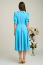 Rochie eleganta din stofa bleu funda in talie