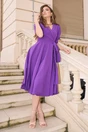 Rochie eleganta din stofa mov funda in talie