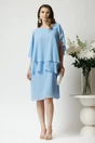 Rochie eleganta din voal bleu cu capa