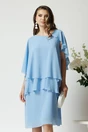 Rochie eleganta din voal bleu cu capa