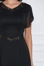 Rochie eleganta din voal neagra cu glitter auriu  in talie si la decolteu