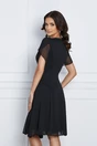 Rochie eleganta din voal neagra cu glitter auriu  in talie si la decolteu
