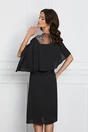 Rochie eleganta din voal neagra cu volan si broderie pe bust