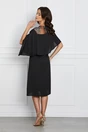 Rochie eleganta din voal neagra cu volan si broderie pe bust