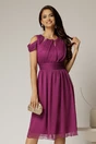 Rochie eleganta magenta din voal cu croi fluid, 1, dyfashion.ro
