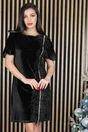Rochie eleganta neagra din catifea cu pene
