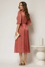 Rochie eleganta roz midi din voal peliculizat cu maneci ample, 2, dyfashion.ro