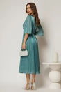 Rochie eleganta turcoaz midi din voal peliculizat cu maneci ample, 2, dyfashion.ro