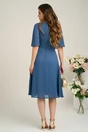 Rochie eleganta vaporoasa din voal albastra cu pliuri pe talie