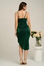 Rochie eleganta verde din lurex cu fronseuri