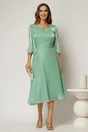 Rochie eleganta verde din voal peliculizat cu decolteu cu decupaj, 3, dyfashion.ro
