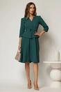 Rochie eleganta verde petrol tip sacou cu peplum, 3, dyfashion.ro