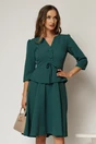 Rochie eleganta verde petrol tip sacou cu peplum, 1, dyfashion.ro