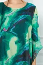 Rochie Eliana verde inchis din voal cu imprimeu verde lime