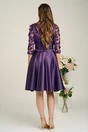 Rochie Ella Collection Ana eleganta din tafta mov cu broderie florala 3D la bust