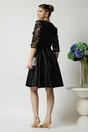 Rochie Ella Collection Ana eleganta din tafta neagra cu broderie florala 3D la bust