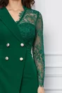 Rochie Ella Collection Antonia verde cu dantela la bust si maneca