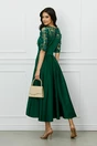 Rochie Ella Collection Brinda eleganta din tafta verde pin cu broderie 3D