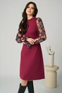 Rochie Ella Collection Iasmin eleganta din stofa mageanta cu broderie pe maneci, 1, dyfashion.ro