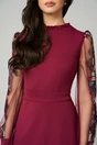 Rochie Ella Collection Iasmin eleganta din stofa mageanta cu broderie pe maneci, 3, dyfashion.ro
