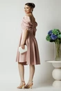 Rochie Ella Collection Jolie eleganta din tafta roz cu accesoriu metalic in talie