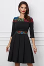 Rochie Ella Collection Sofia neagra cu broderie traditionala, 1, dyfashion.ro