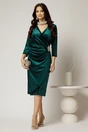 Rochie Felicia verde cu aplicatie tip floare cu strassuri, 3, dyfashion.ro