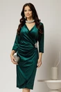 Rochie Felicia verde cu aplicatie tip floare cu strassuri, 1, dyfashion.ro