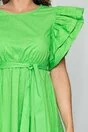 Rochie Florence verde cu maneci supradimensionate
