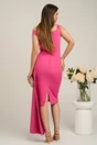 Rochie eleganta din stofa fucsia cu peplum in talie