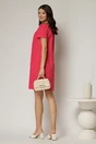 Rochie fucsia din in cu flori brodate si croi drept, 2, dyfashion.ro